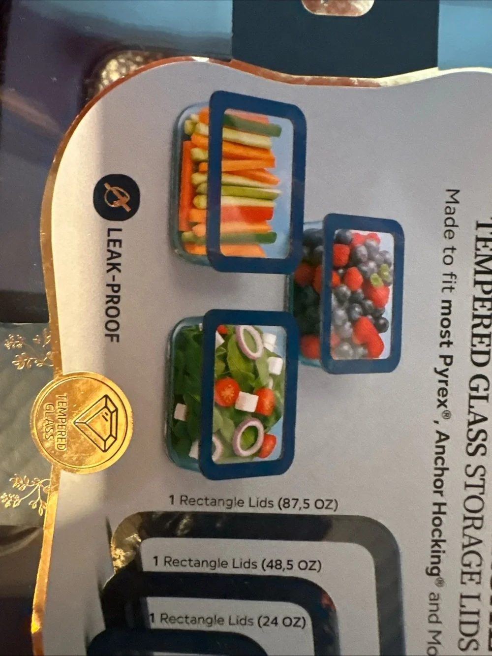 3-Piece Universal Tempered Glass Storage Lids - desing to fit MOST Pyrex